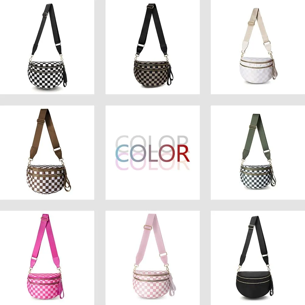 Checkered Crossbody Bag Large Capacity Shoulder Bag for Women 2025 New Checkered Purse Plaid Womens Cross Body Purses