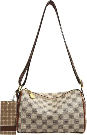 Checkered Crossbody Bags for Women,Vegan Leather Shoulder Handbags whit Adjustable Shoulder Strap