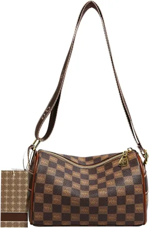 Checkered Crossbody Bags for Women,Vegan Leather Shoulder Handbags whit Adjustable Shoulder Strap