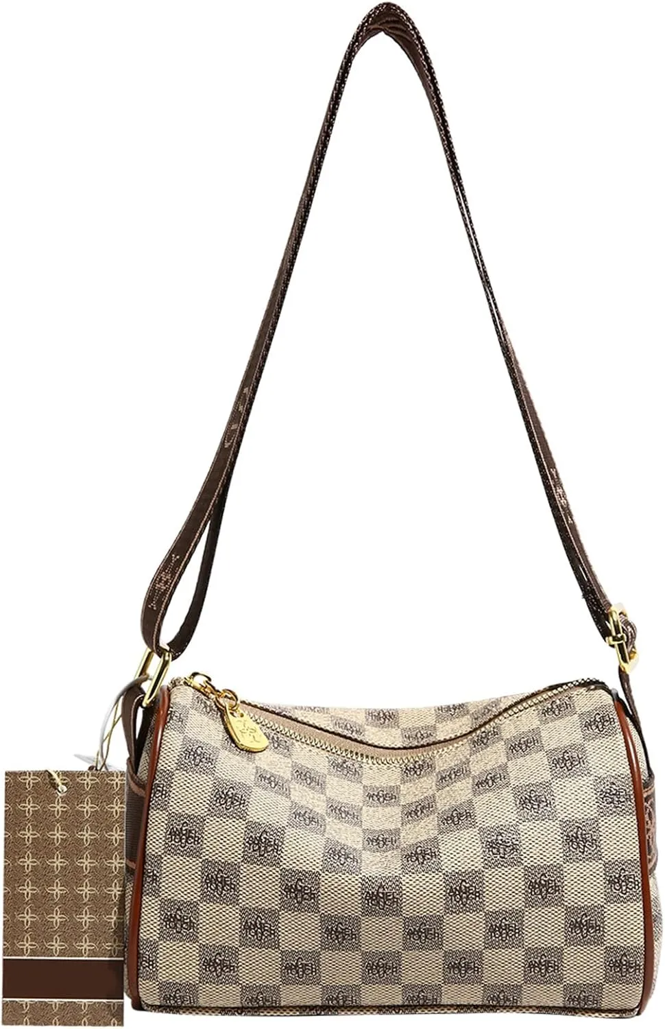 Checkered Crossbody Bags for Women,Vegan Leather Shoulder Handbags whit Adjustable Shoulder Strap