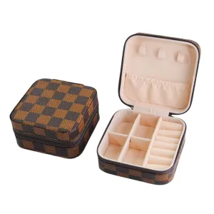 Checkered Jewelry Mini Travel Case