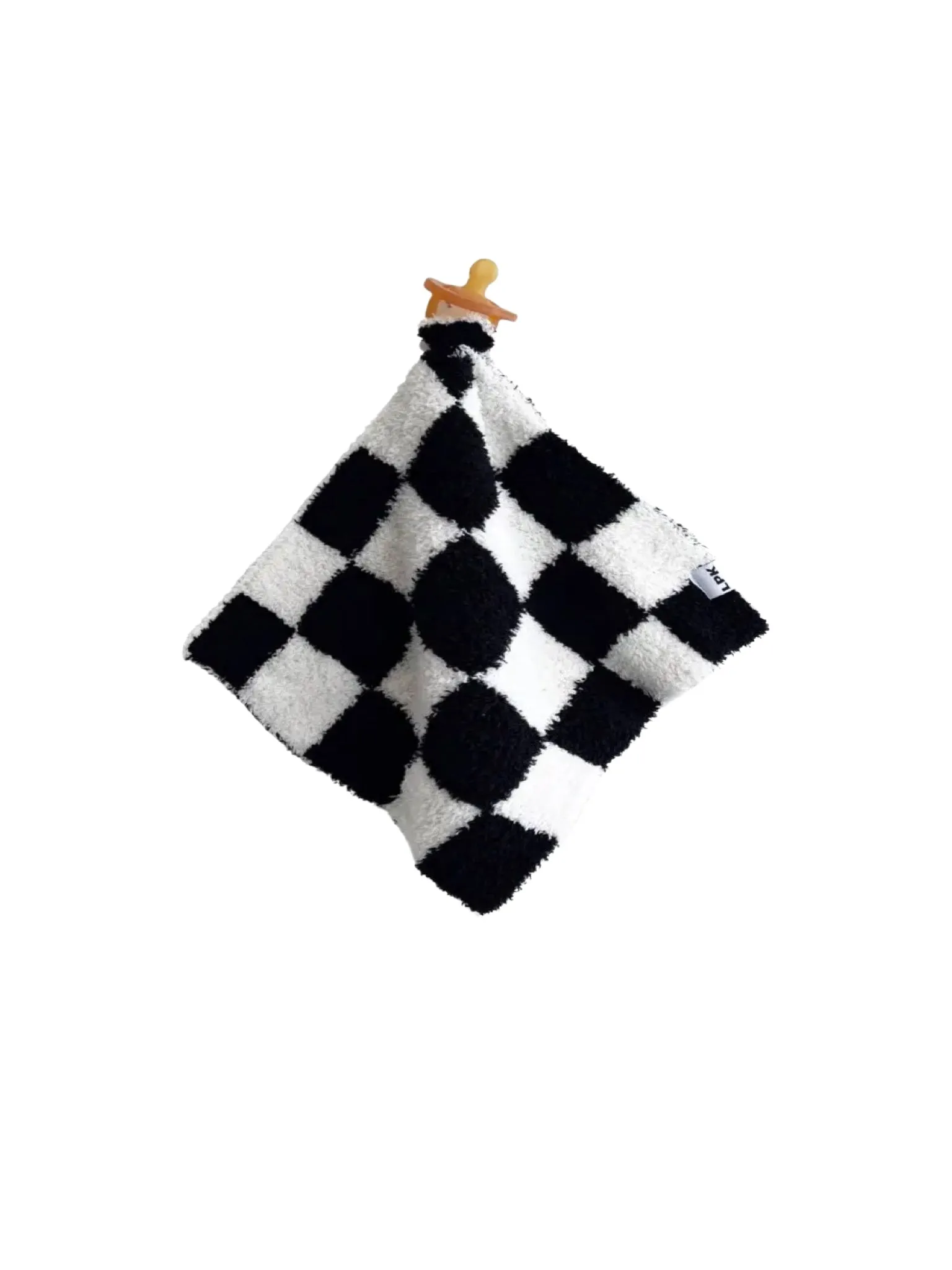 Checkered Lovey Blanket in Black   White