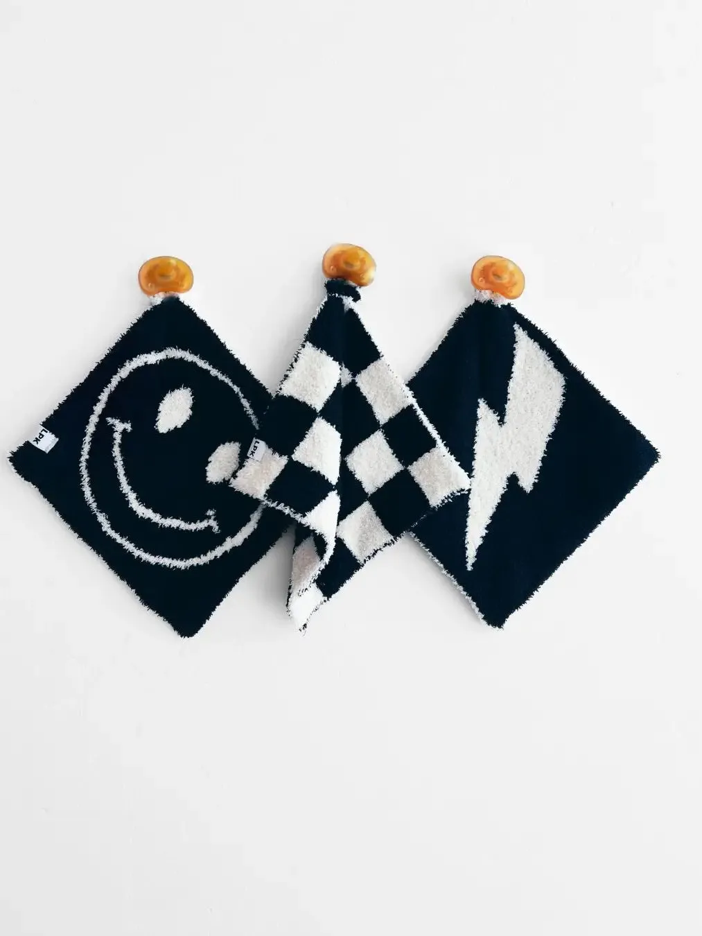 Checkered Lovey Blanket in Black   White