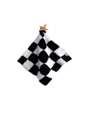 Checkered Lovey Blanket in Black   White