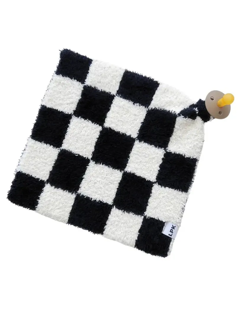 Checkered Lovey Blanket in Black   White