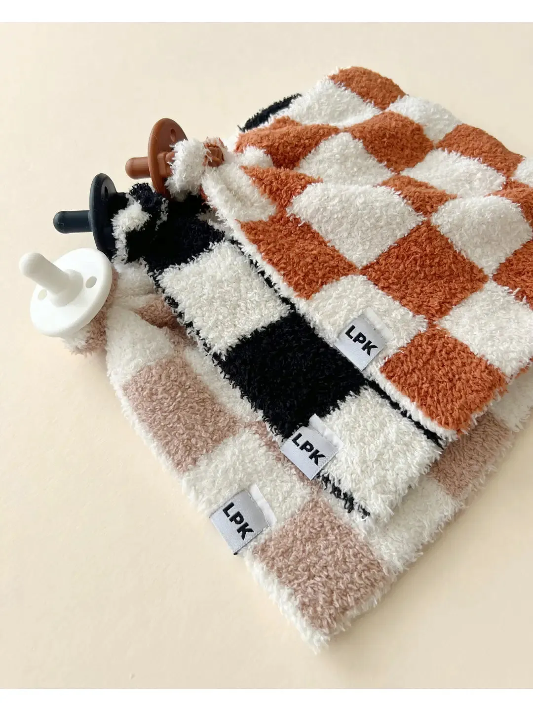 Checkered Lovey Blanket in Black   White