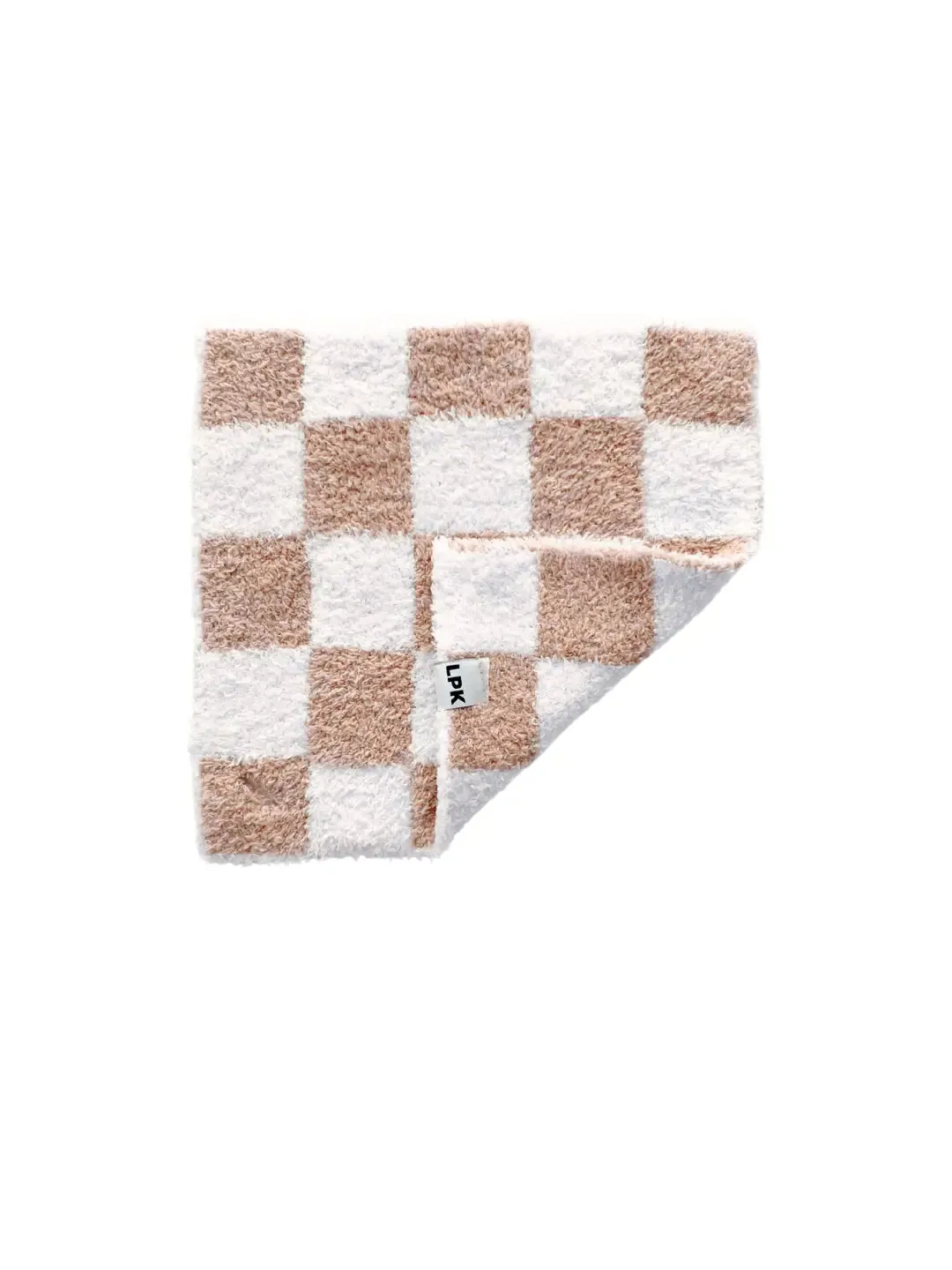 Checkered Lovey Blanket in Latte   White