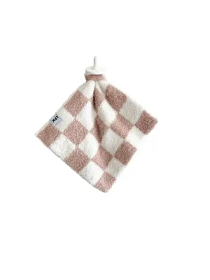 Checkered Lovey Blanket in Latte   White