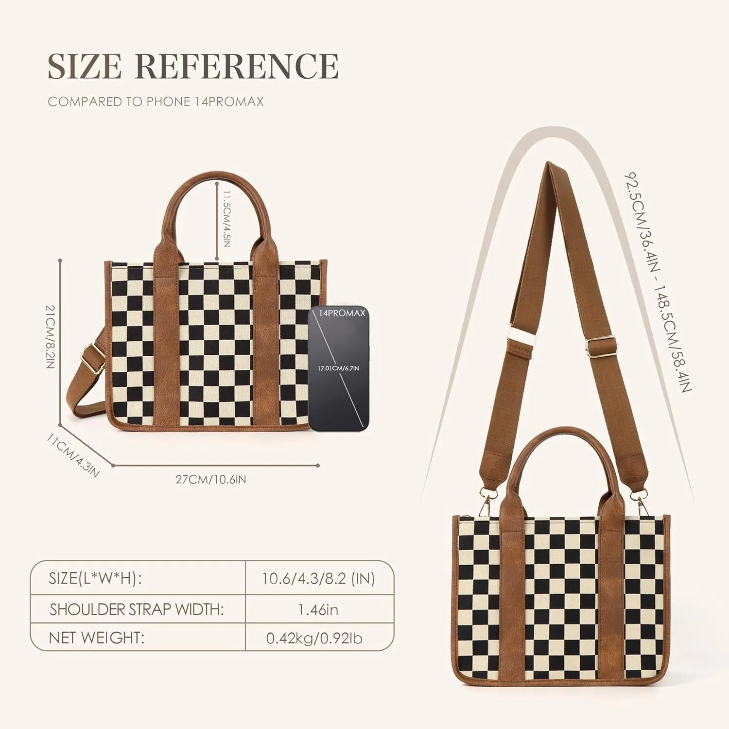 Checkered Tote Bag for Women,Checkered Crossbody Bag Black and White Purse Canvas Shoulder Top Handle Tote Handbags 2025