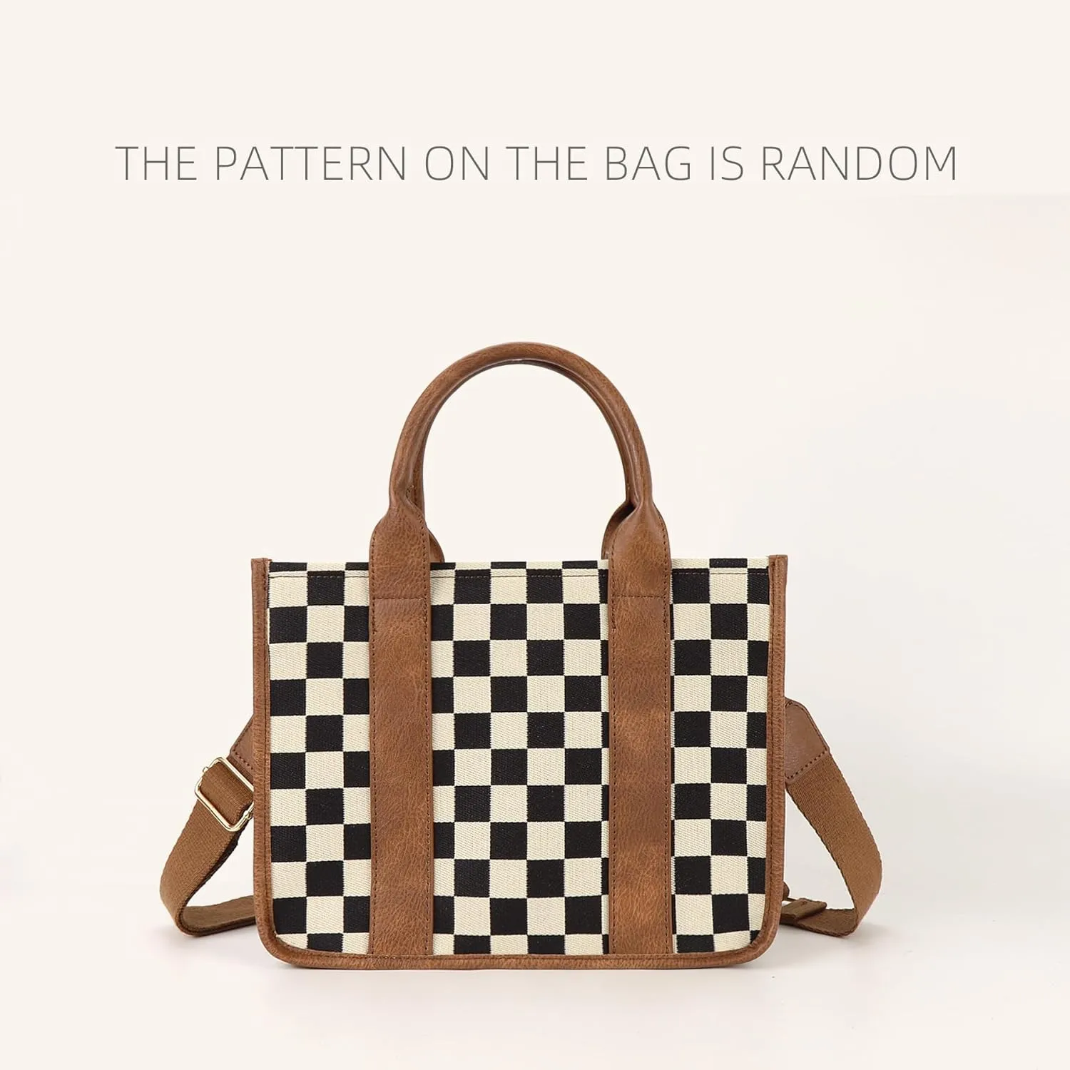 Checkered Tote Bag for Women,Checkered Crossbody Bag Black and White Purse Canvas Shoulder Top Handle Tote Handbags 2025