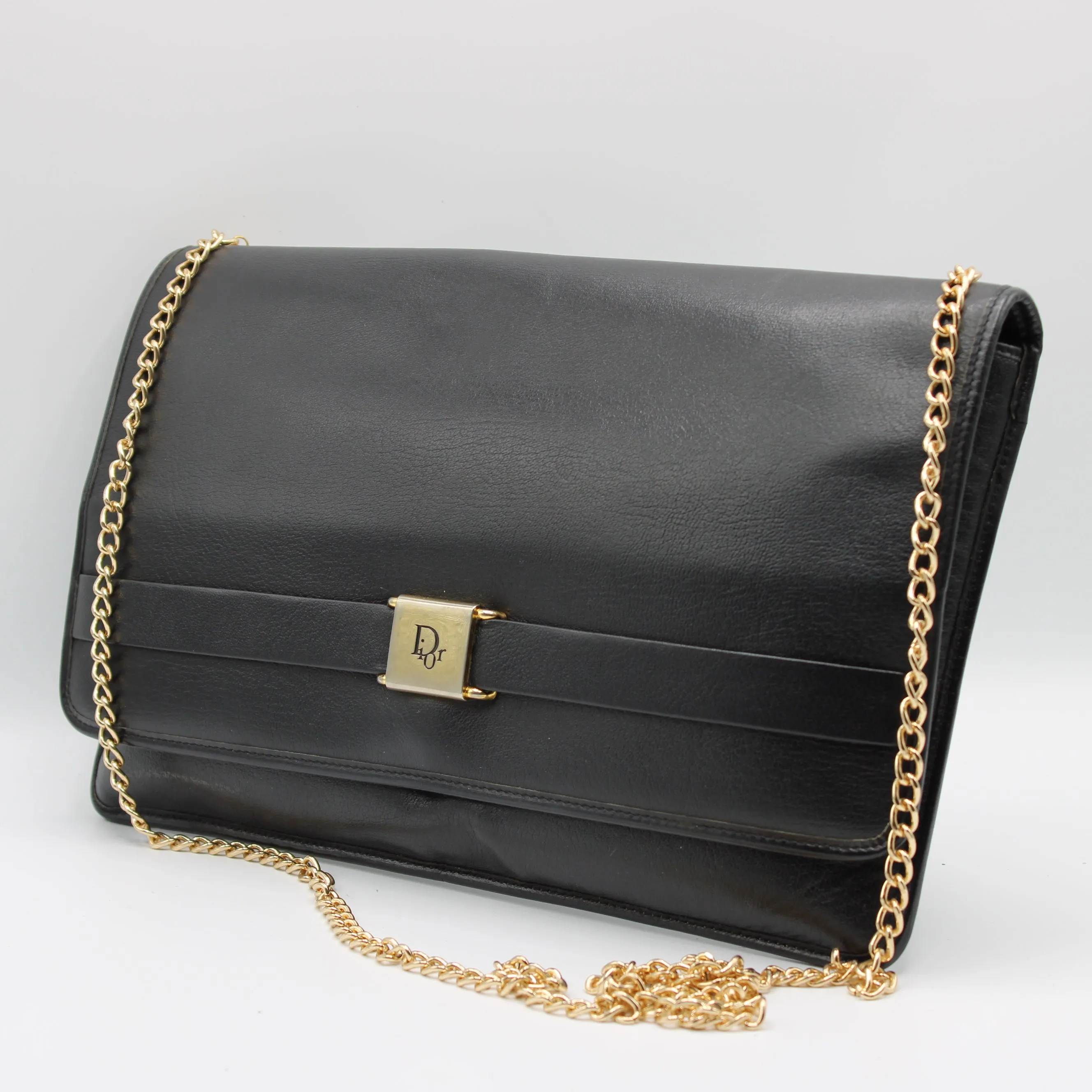 Christian Dior Black Leather Chain Crossbody Bag