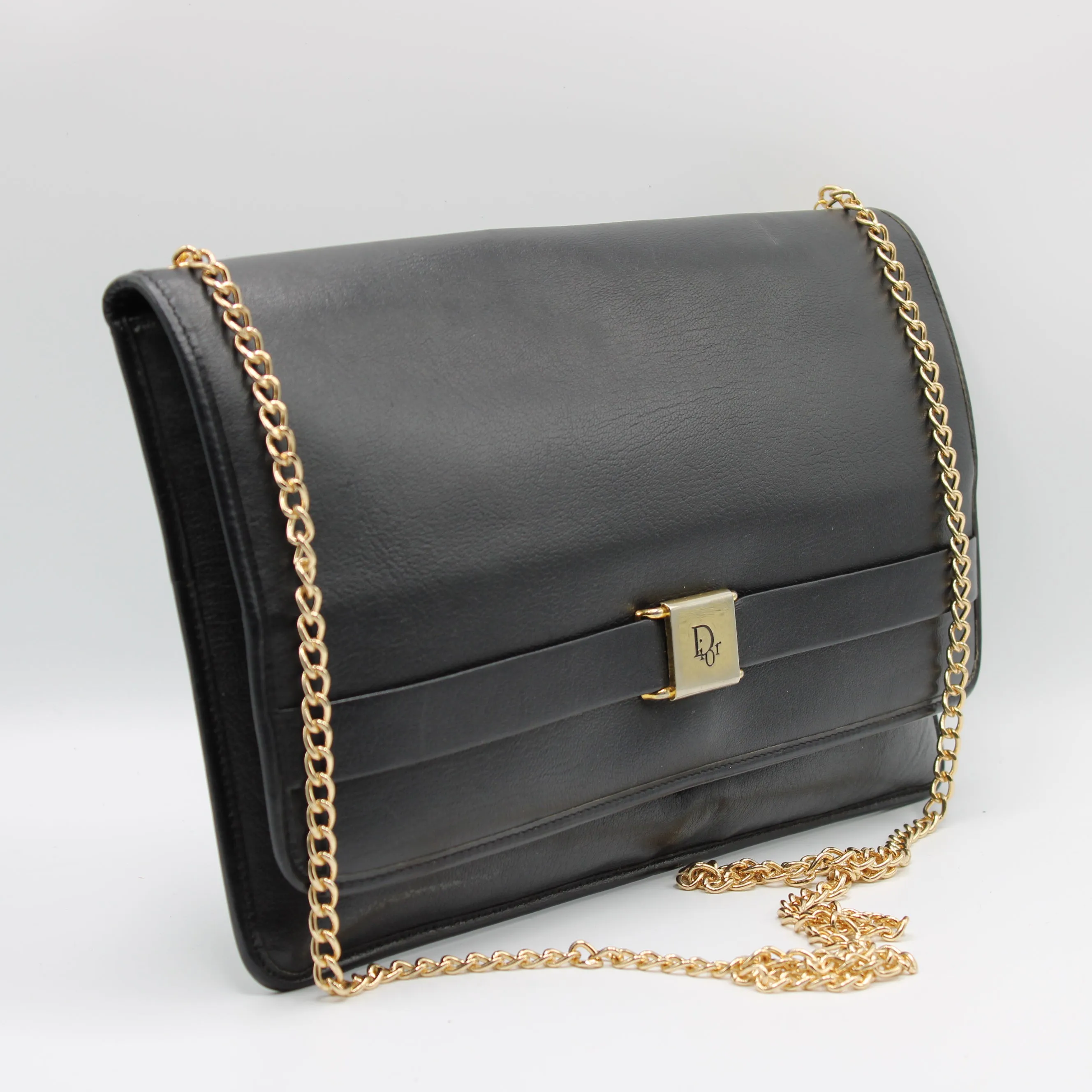 Christian Dior Black Leather Chain Crossbody Bag