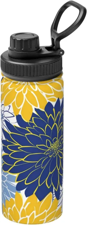 Chrysanthemum Flower 18oz Vacuum Insulated Water Bottle with Spout Lid and Handle, Fall Floral Stainless Steel Thermal Water Jug, Leakproof Flask for Gym Hiking Travel Office