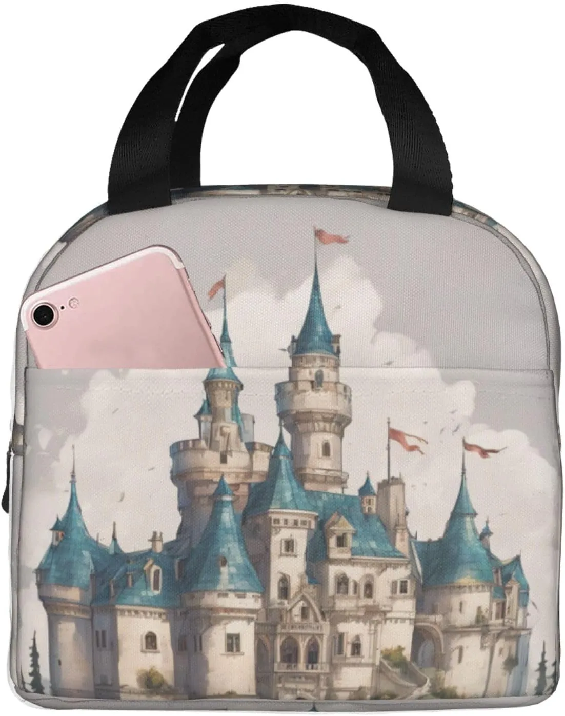 Classical Fairy Tale Castle04 print Lunch Bag, Food Handbags Case, Leakproof Insulated, for Work/Picnic/Beach/Travel