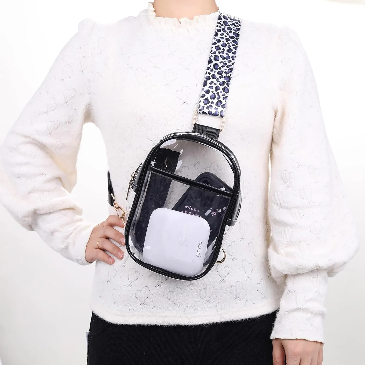 Clear Crossbody Bag for Stadium Events, Stadium Approved Clear Sling Bags for Game Day, Concerts