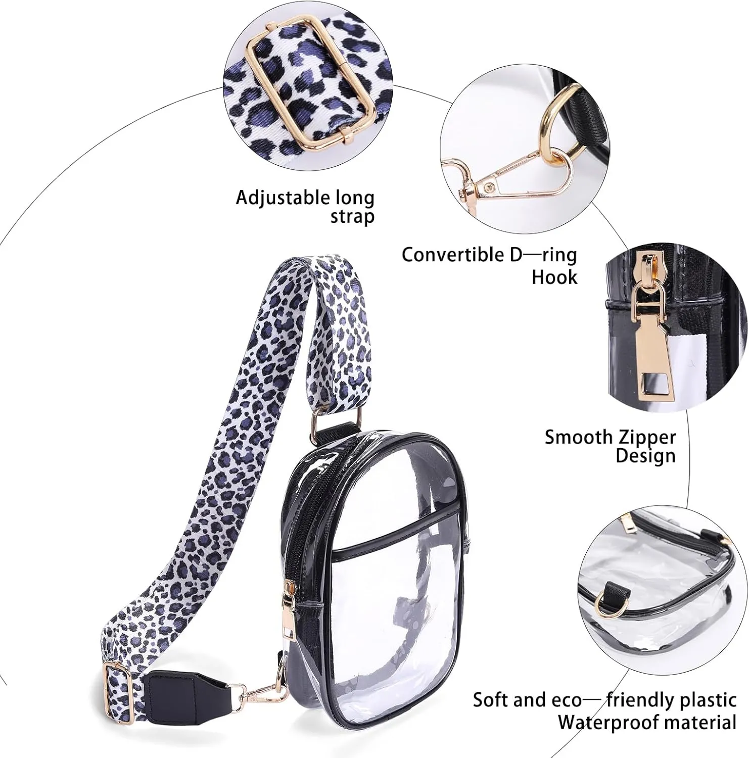 Clear Crossbody Bag for Stadium Events, Stadium Approved Clear Sling Bags for Game Day, Concerts