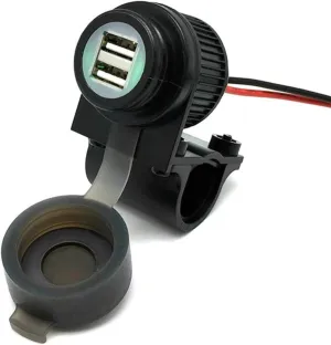 Cliff Top Motorcycle USB Charger Waterproof Dual USB Port 4A 20W, with Magnetic Power Switch Heavy Duty for 7/8’’ and 1’’ Handlebars - Prevents Battery Drain
