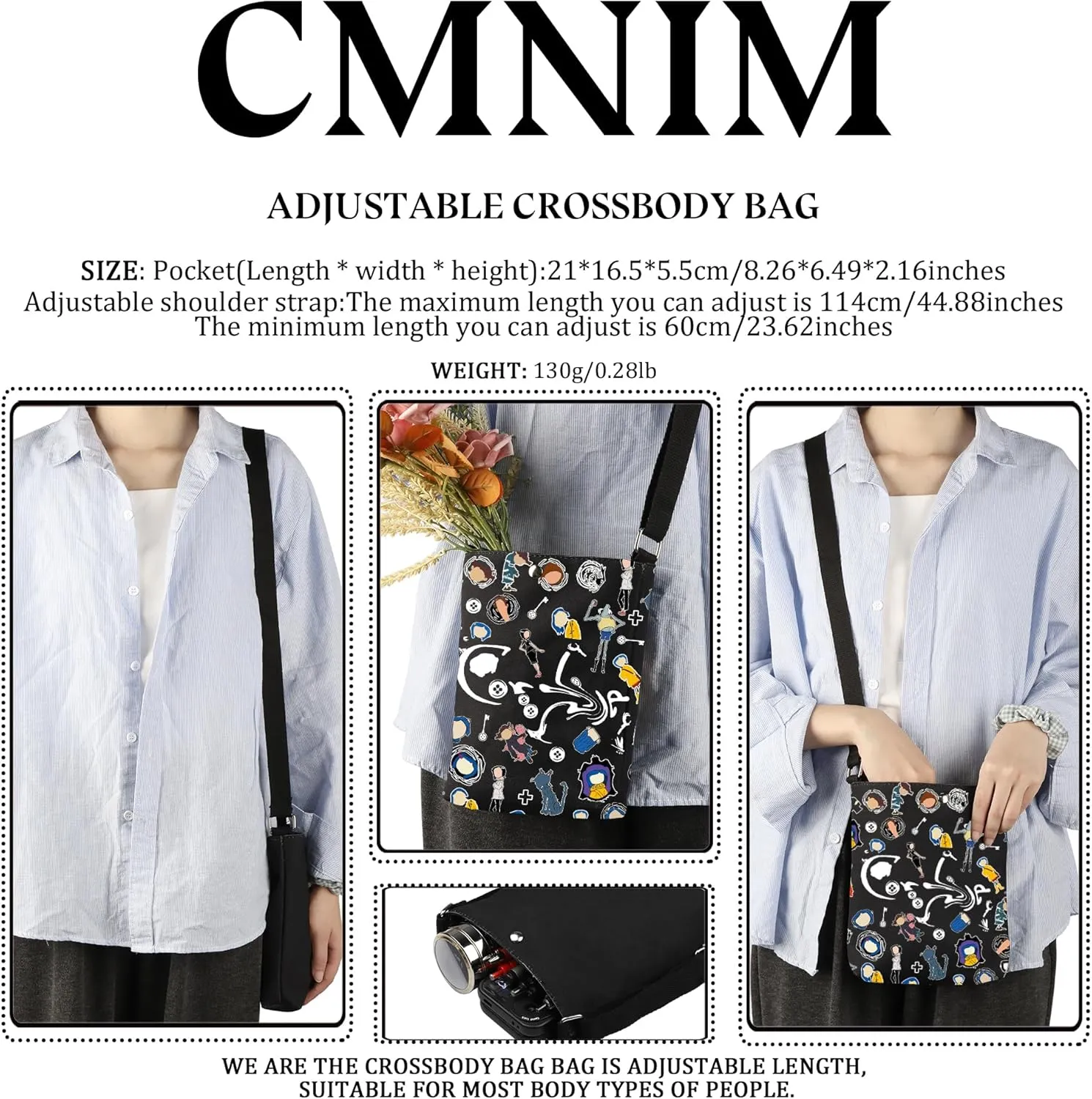 CMNIM Horror Movie Gifts Zombie Crossbody Bag Cartoon Character Adjustable Messenger Bag Thriller Fantasy Movie Inspired Gift