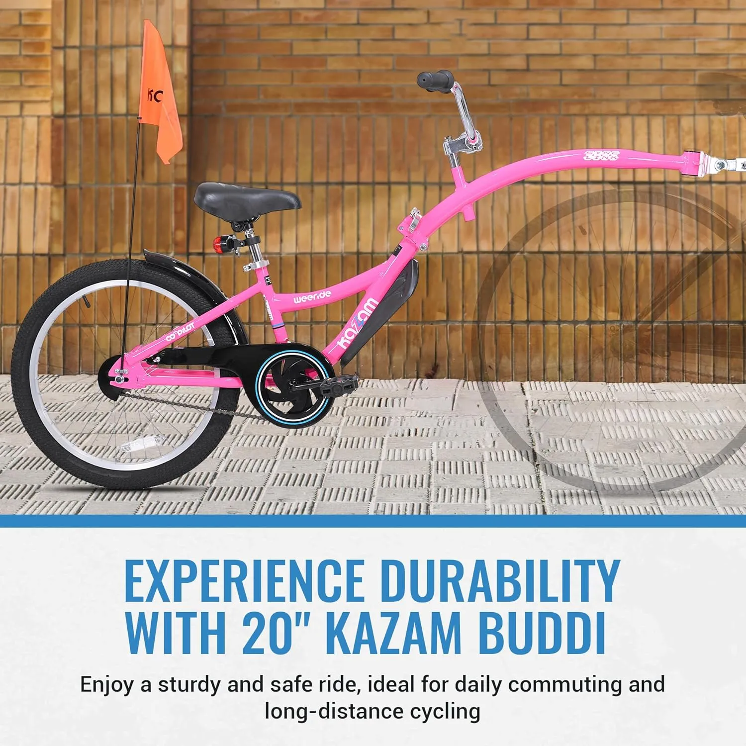 Co-Pilot Bike Trailer - 20 Inch Bike Trailer with Adjustable BMX Stem and Handlebar - Lightweight Aluminum Frame and Padded Saddle for Cycling - Perfect for Family Rides
