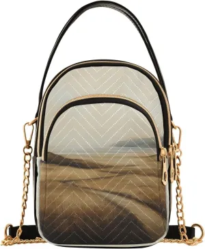 Coastal Path Field Beige Multi Pockets Crossbody Bags for Women Zip Cell Phone Purse Wallet Bag with Detachable Shoulder Strap Travel Purse for Women Girls Trendy Gift Traveling Working Shopping