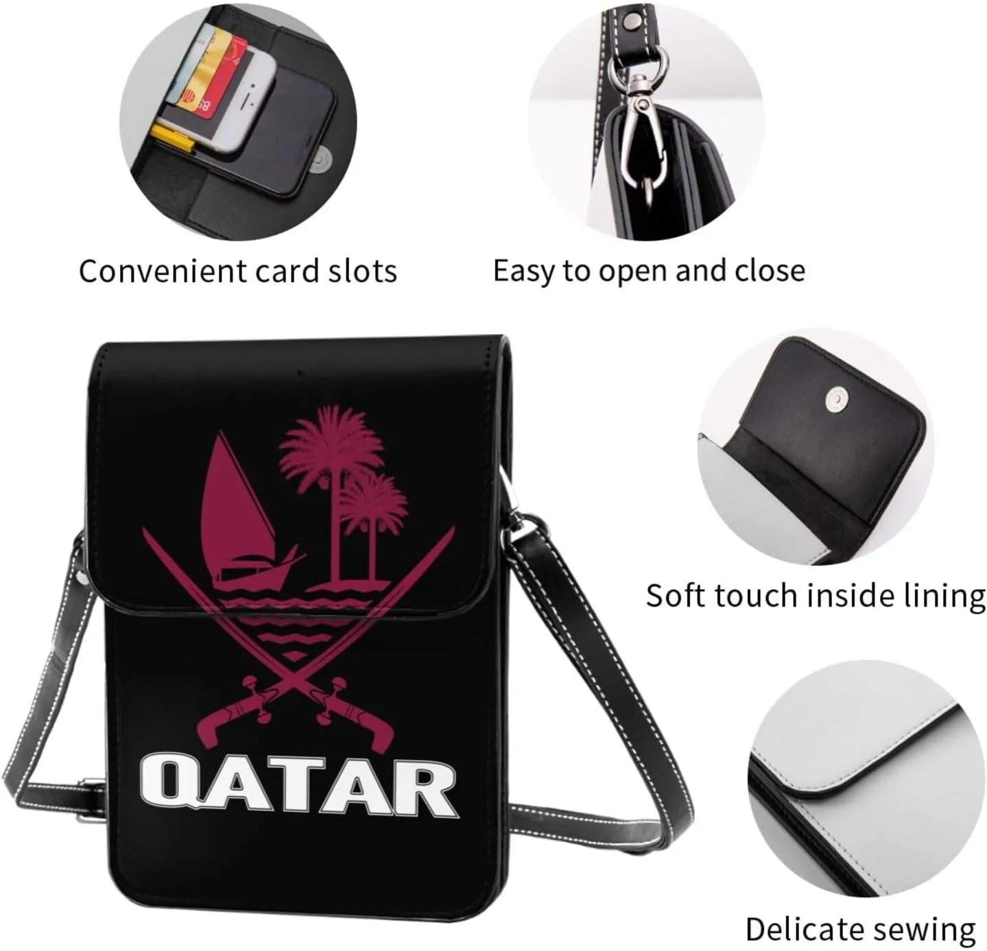 Coat of Arms of Sao Tome and Principe Emblem Small Crossbody Purse Cell Phone Bag for Women
