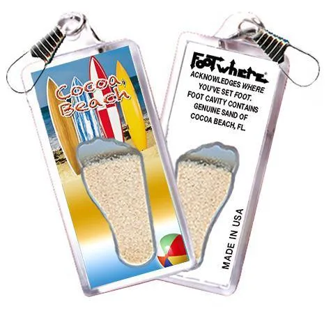 Cocoa Beach, FL FootWhere® Souvenir Zipper-Pull. Made in USA