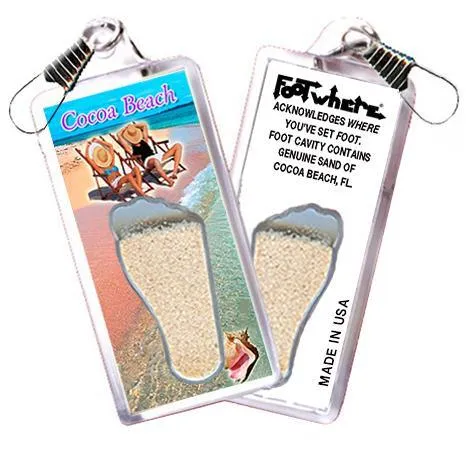 Cocoa Beach, FL FootWhere® Souvenir Zipper-Pull. Made in USA