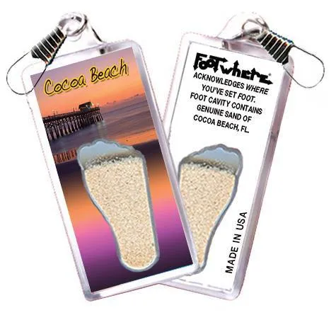 Cocoa Beach, FL FootWhere® Souvenir Zipper-Pull. Made in USA