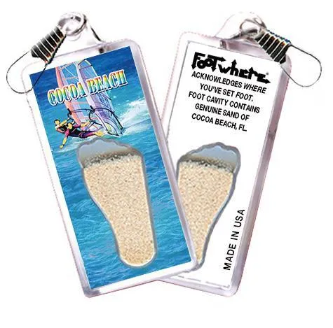 Cocoa Beach, FL FootWhere® Souvenir Zipper-Pull. Made in USA