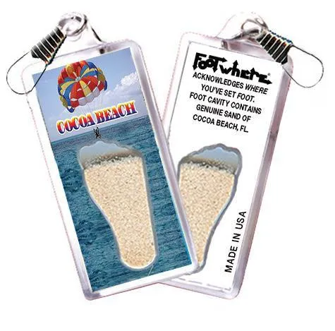 Cocoa Beach, FL FootWhere® Souvenir Zipper-Pull. Made in USA