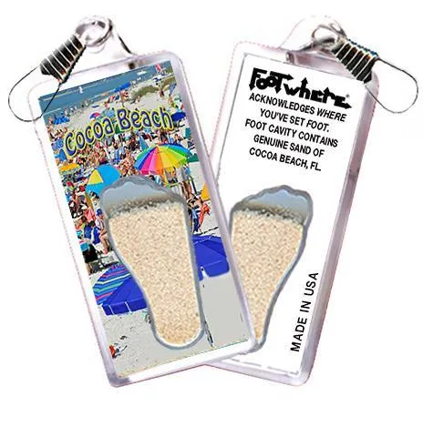 Cocoa Beach, FL FootWhere® Souvenir Zipper-Pull. Made in USA