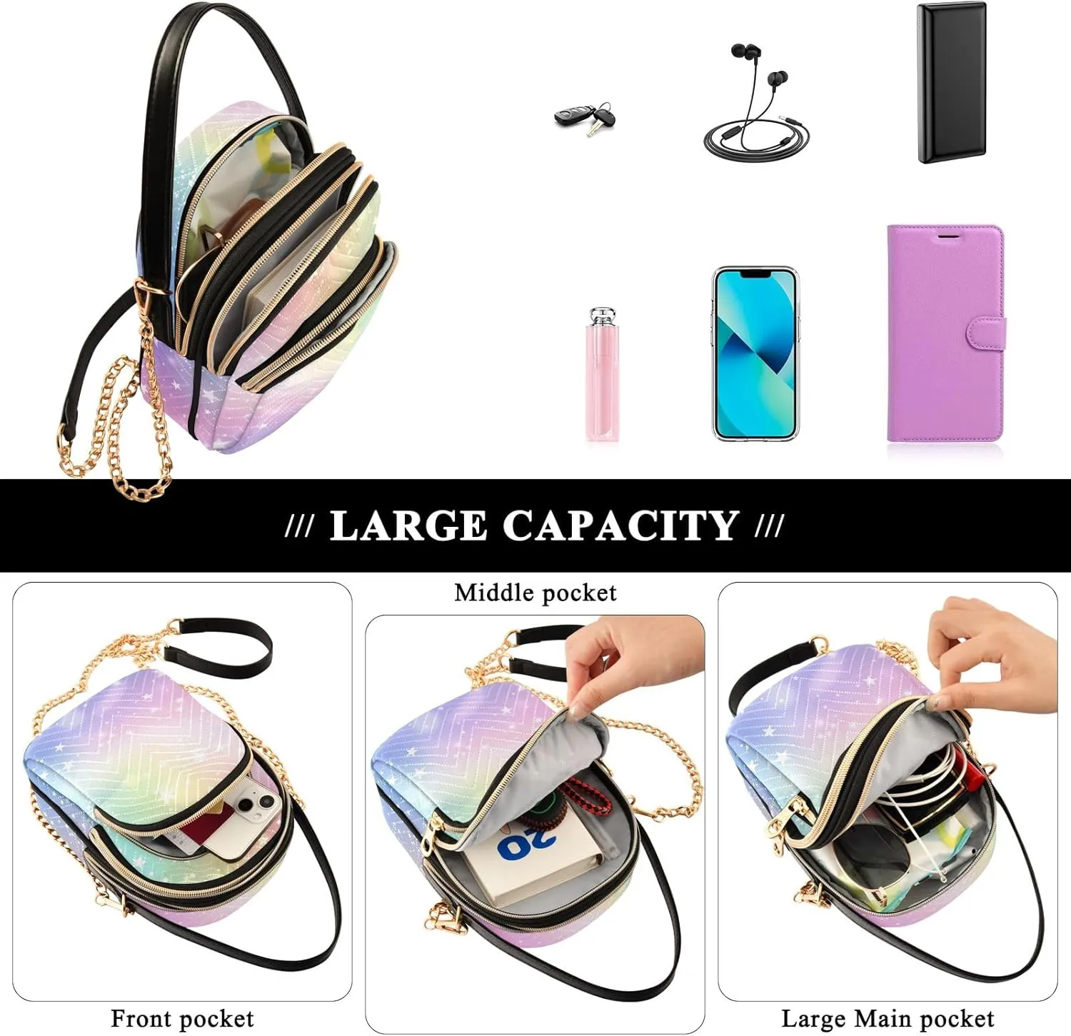 Colorful Small Shoulder Bags for Women Crossbody Chain Crossbody Bag