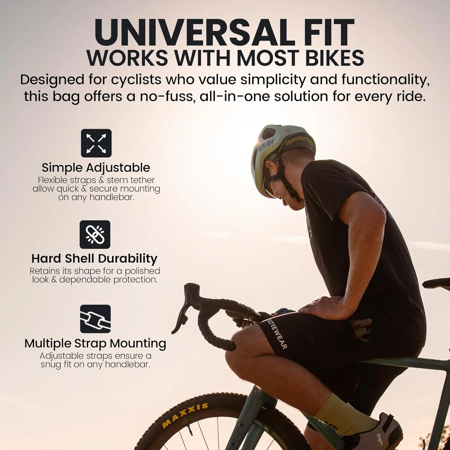 Compact Bar Bag – Sterling Violet | Hard-Shell Bike Handlebar Bag with Waterproof Zipper & Adjustable Straps | Lightweight Bicycle Handlebar Bag, Compatible with Road, Gravel & MTB Bikes