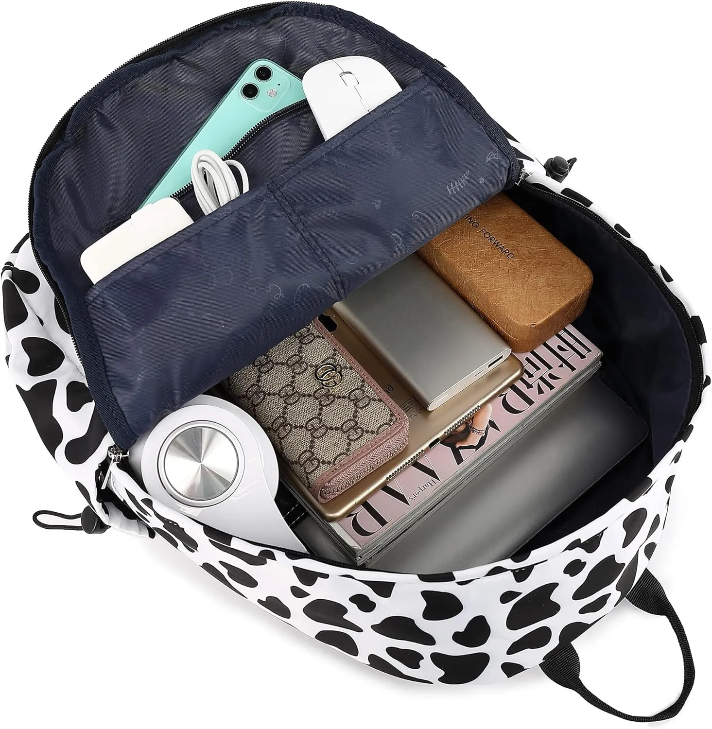 Cow Print School Backpack for Girls Women, Teens School Bags Bookbags Ladies Laptop Backpacks