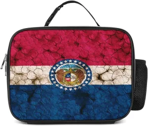 Cracked Soil Missouri Flag Reusable Lunch Bento Box Insulated Portable Handbags for Office Work Picnic for Adult