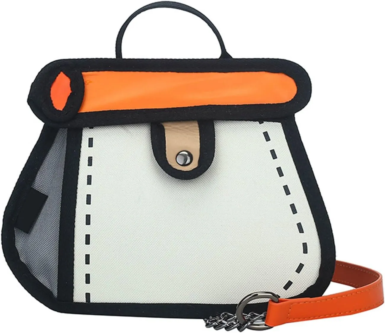 Creative 2D Cartoon Crossbody Bag for Women and Men with Unique Canvas Designs and Chain Strap Stylish Shoulder Bag