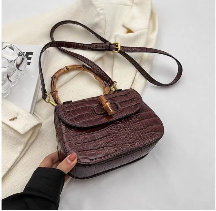 cross-body bag Premium Bamboo Shoulder Saddle Bag