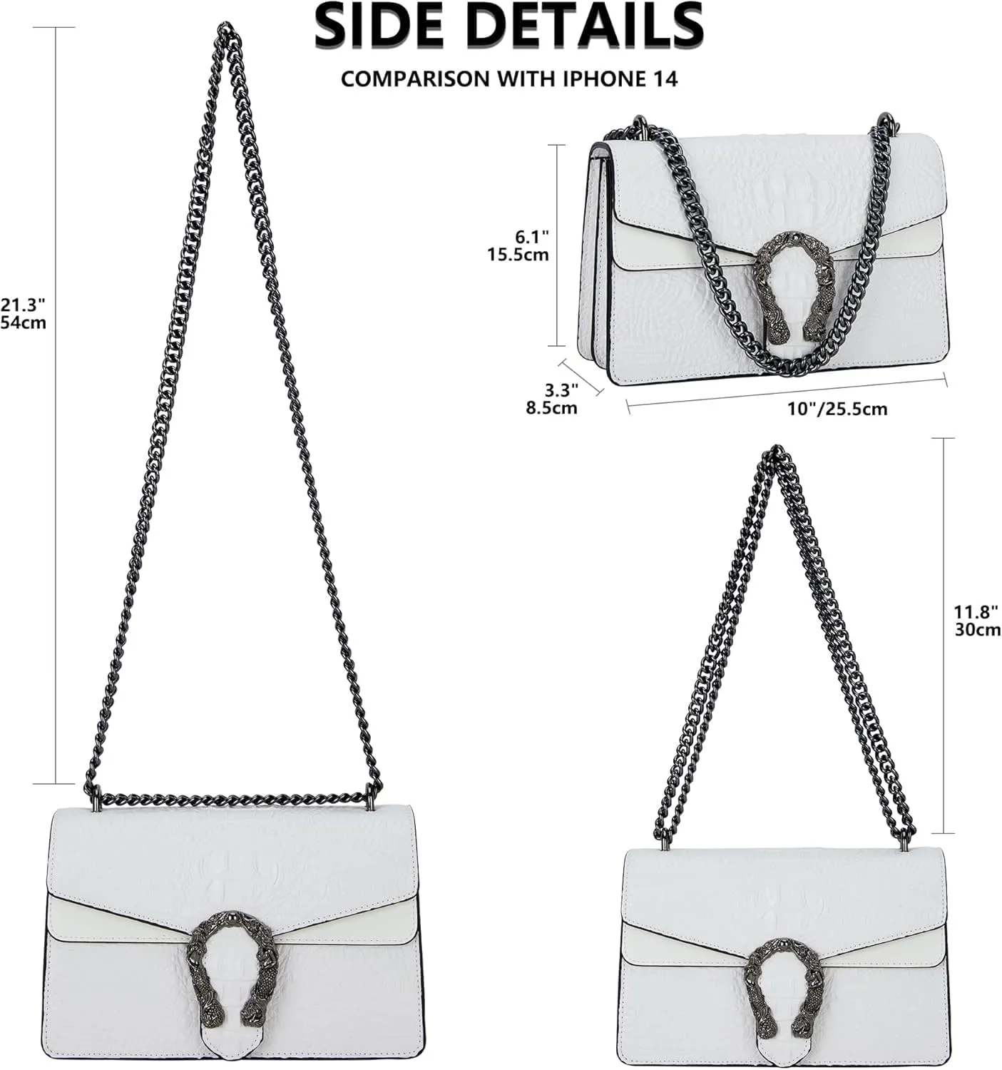 Crossbody Bag and Satchel Purse for Women Fashion Snake Print Chain Purse Luxury Shoulder Tote Bags PU Leather HandBag