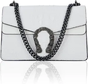 Crossbody Bag and Satchel Purse for Women Fashion Snake Print Chain Purse Luxury Shoulder Tote Bags PU Leather HandBag