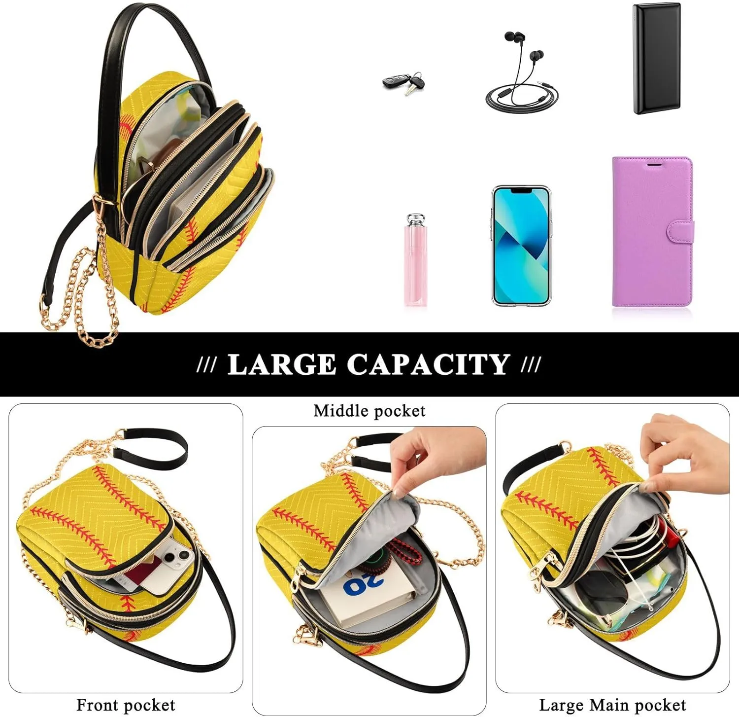 Crossbody Bags for Women Quilted Chain Crossbody Purses Trendy Cross Body Phone Purse Handbag