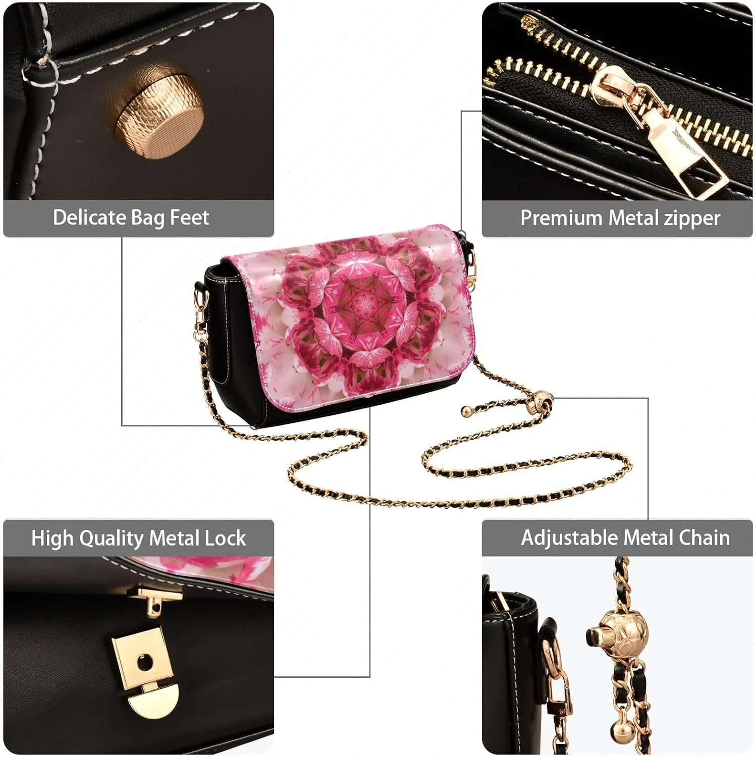 Crossbody Bags for Women Trendy Women's Black Shoulder Bag Small PU Leather Flap Cross Body Bag Handbags