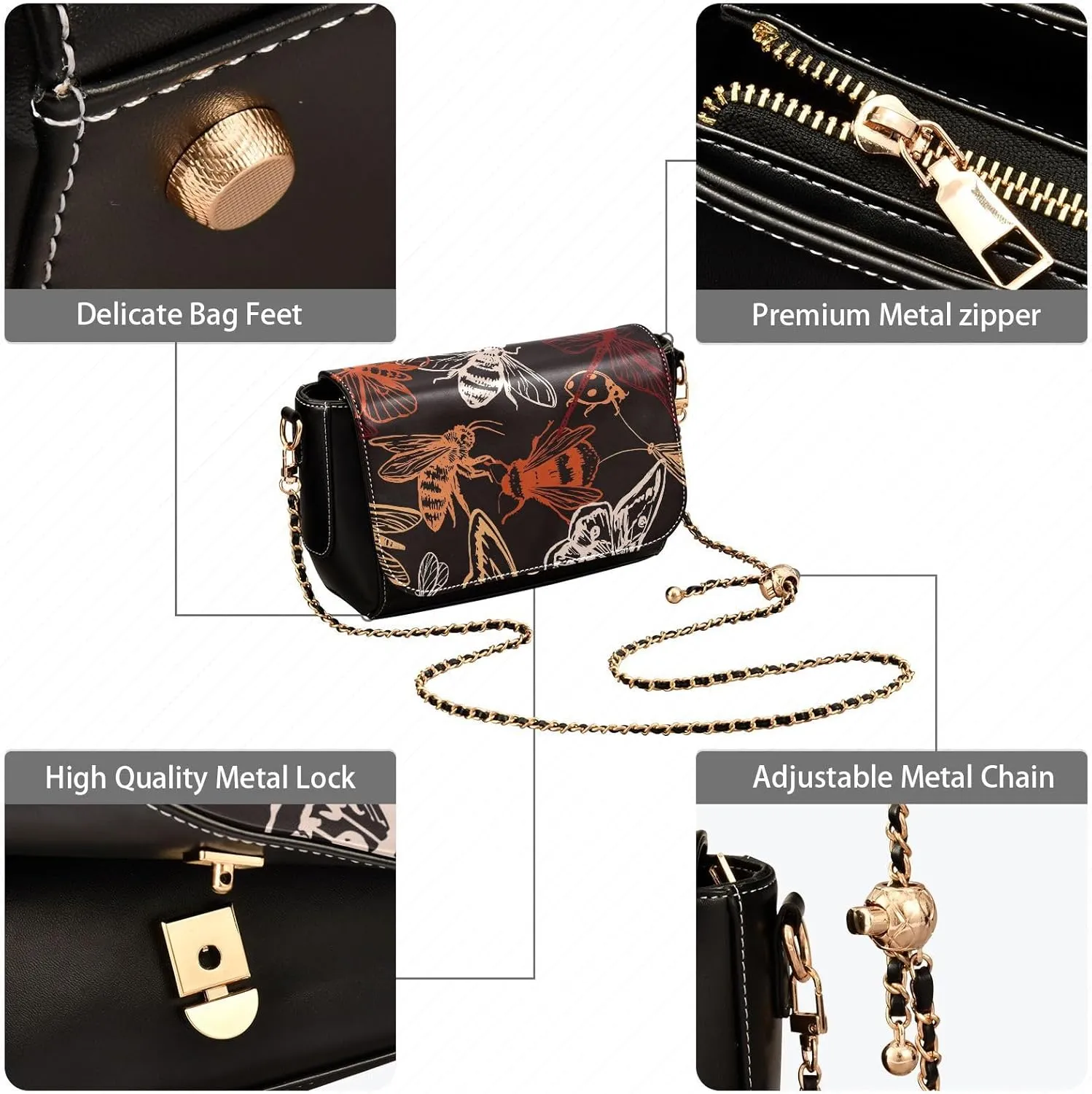 Crossbody Bags for Women Trendy Women's Black Shoulder Bag Small PU Leather Flap Cross Body Bag Handbags