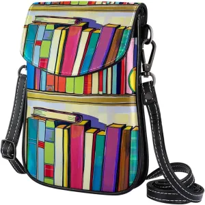 Crossbody Bags for Women,Crossbody Bag Men,Small Sling Bag,Cartoon Book Shelf,Crossbody Purse
