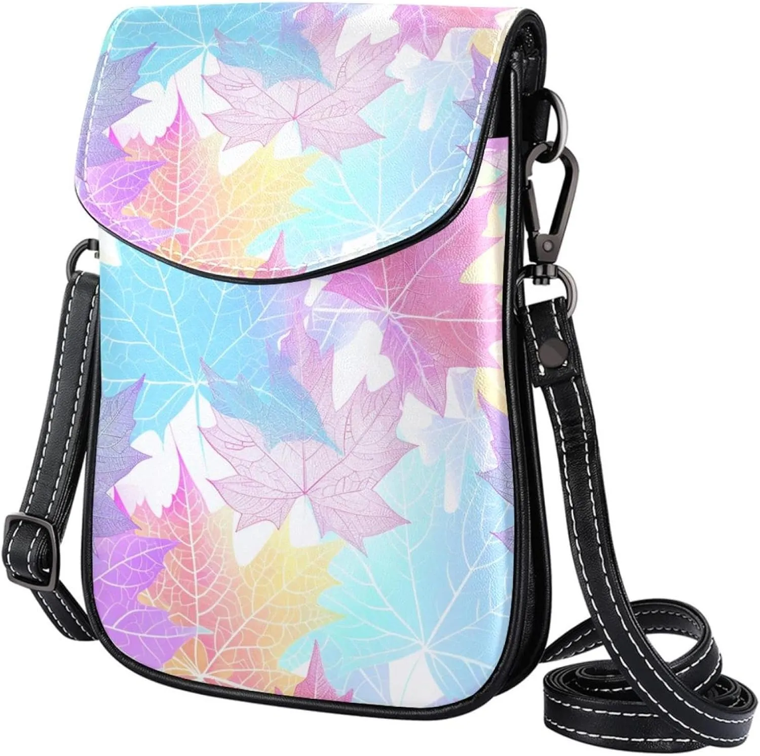 Crossbody Bags for Women,Crossbody Bag Men,Small Sling Bag,Color Texture Transplant Leaves,Crossbody Purse