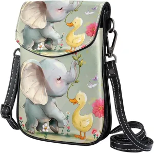 Crossbody Bags for Women,Crossbody Bag Men,Small Sling Bag,Flower Bush Rabbit and Elephant,Crossbody Purse