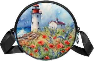 Crossbody Bags for Women,Crossbody Bag Men,Small Sling Bag,Flower Bush Summer Lighthouse,Crossbody Purse