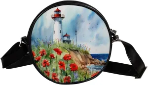 Crossbody Bags for Women,Crossbody Bag Men,Small Sling Bag,Flower Bush Summer Lighthouse,Crossbody Purse