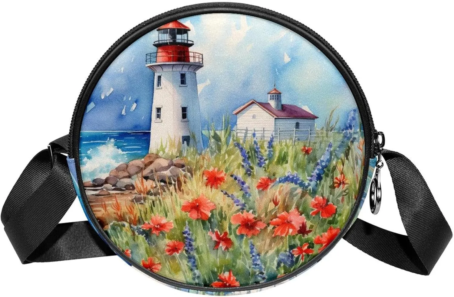 Crossbody Bags for Women,Crossbody Bag Men,Small Sling Bag,Flower Bush Summer Lighthouse,Crossbody Purse