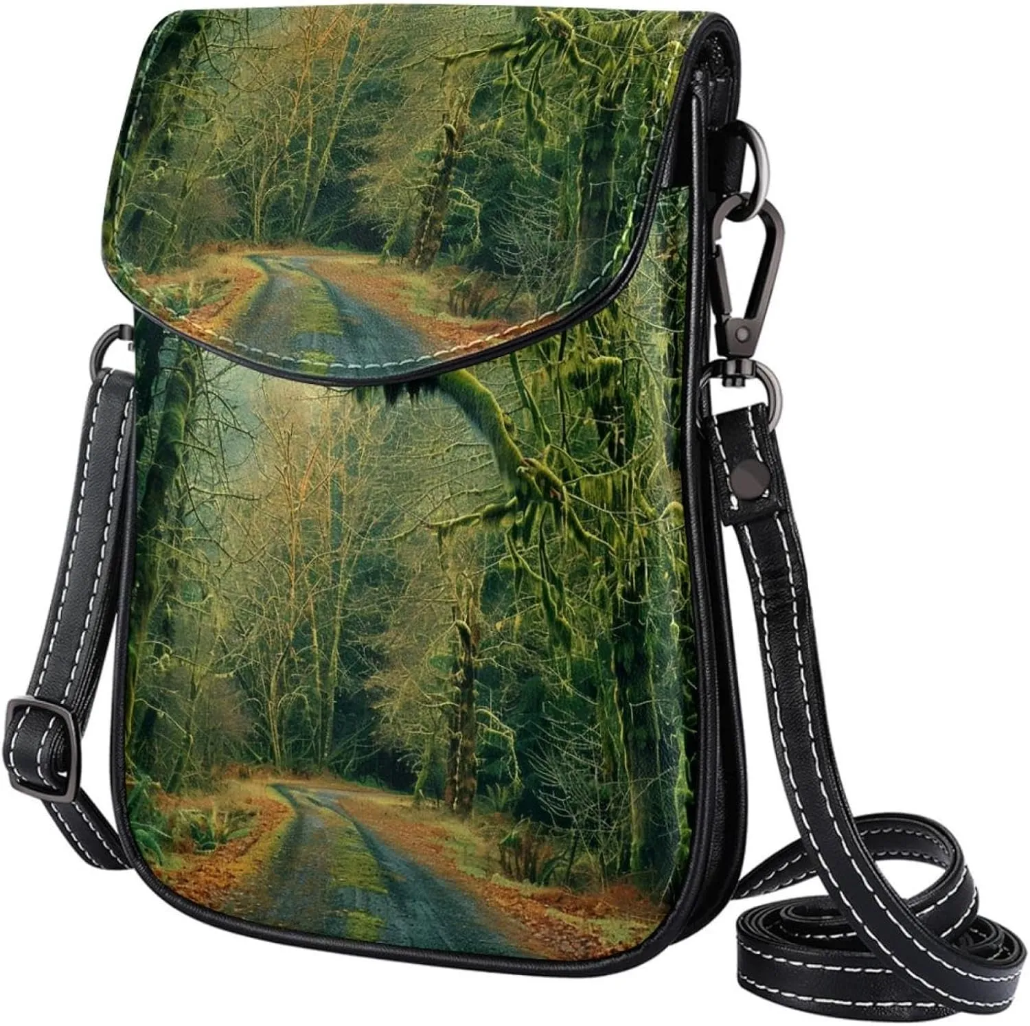 Crossbody Bags for Women,Crossbody Bag Men,Small Sling Bag,Scenic Road in Forest,Crossbody Purse