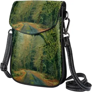 Crossbody Bags for Women,Crossbody Bag Men,Small Sling Bag,Scenic Road in Forest,Crossbody Purse